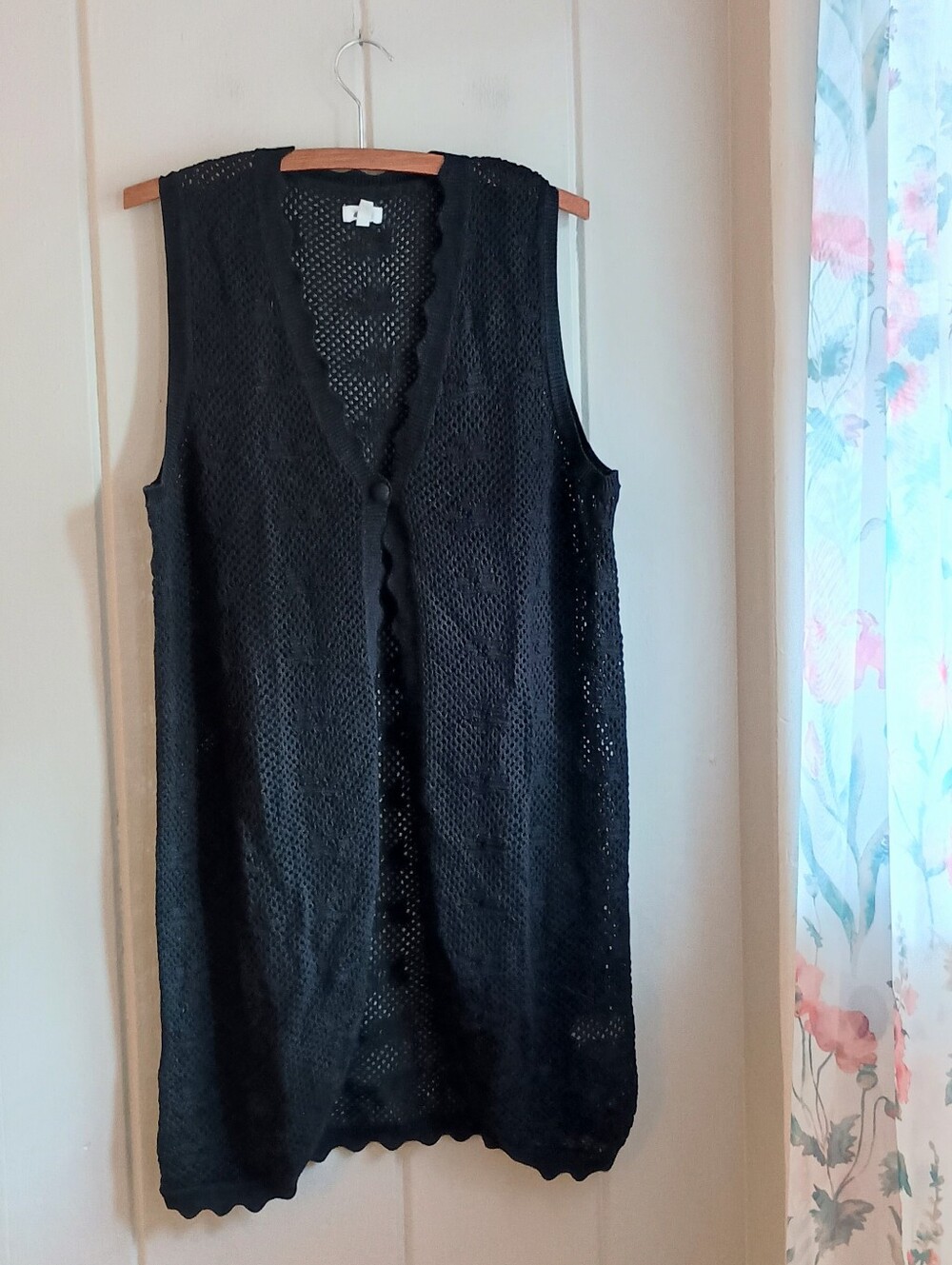 Aerie Black Crochet Beach Cover Up Vest
